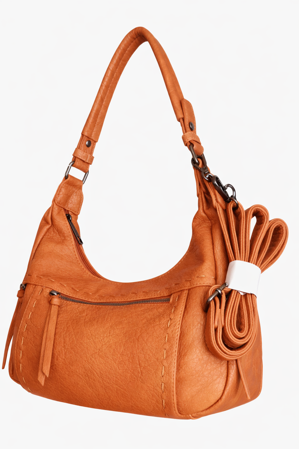 Bolso marrón Y2K con detalles plateados y correa ajustable