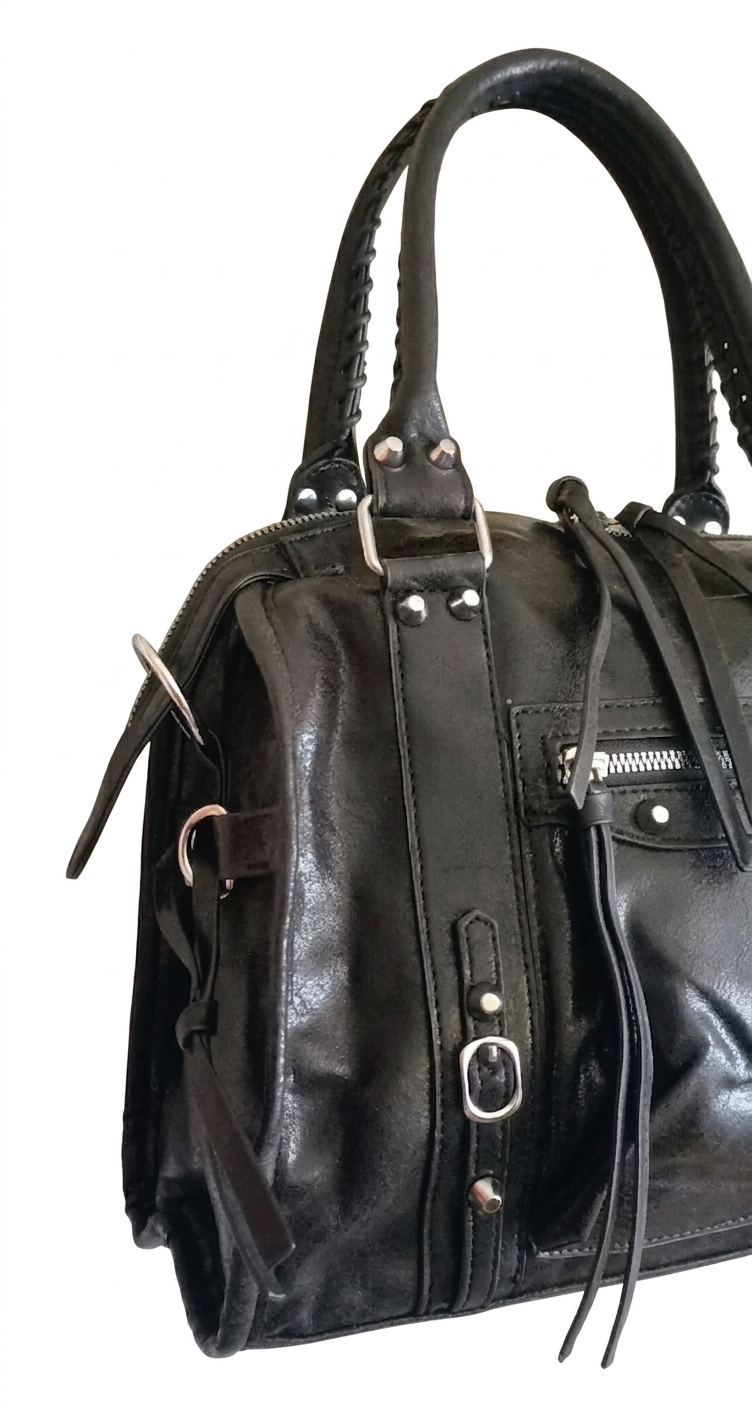 Bolso negro Y2K con detalles plateados y correa ajustable
