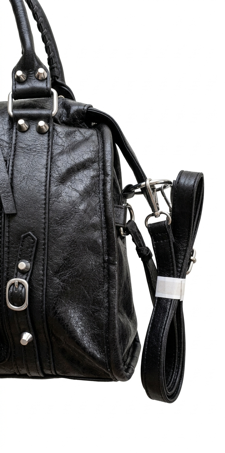 Bolso negro Y2K con detalles plateados y correa ajustable
