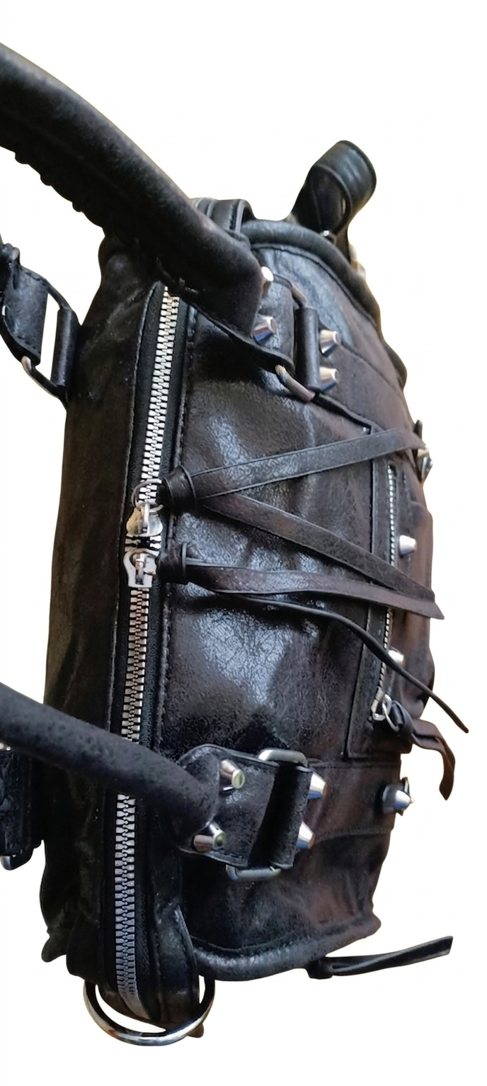 Bolso negro Y2K con detalles plateados y correa ajustable
