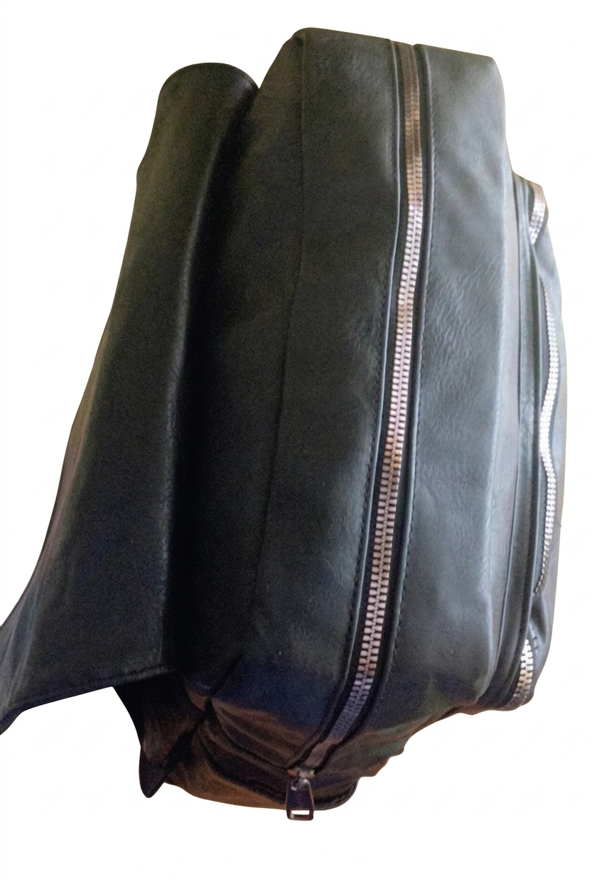 Mochila negra Y2K con pinchos plateados y múltiples compartimentos