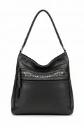 Bolso negro Y2K con cremalleras y detalles metálicos
