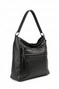 Bolso negro Y2K con cremalleras y detalles metálicos