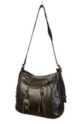 Bolso marrón oscuro Y2K con calavera y herrajes oro viejo