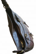 Bolso marrón oscuro Y2K con calavera y herrajes oro viejo