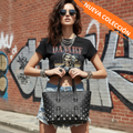 Bolso negro Y2K con tachuelas plateadas y correa ajustable